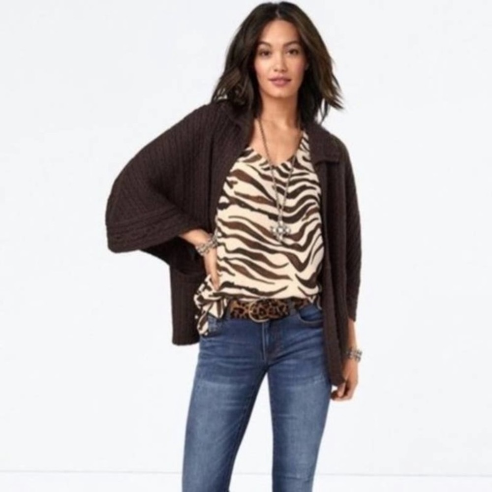 CAbi Repose Cape Sweater Brown Oversized Cardigan Women’s Sz XS/Small #3702 NWOT